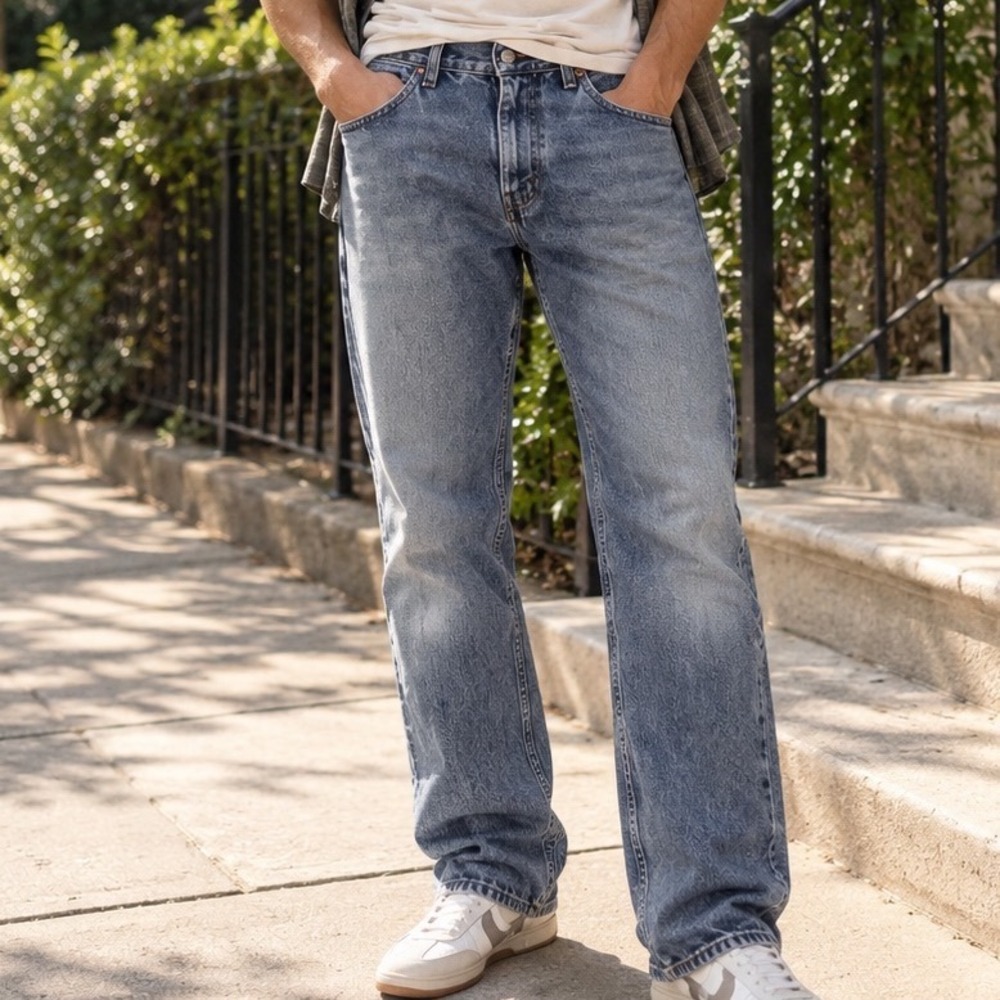 Levis 505 Regular Fit Straight Leg Jeans Mens 32 29 Medium Wash Blue Denim E1
